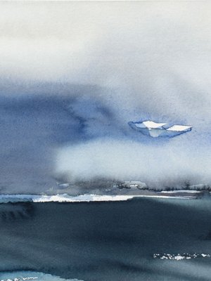 Lars Lerin, Motiv från Antarktis, akvarell, auctionet.com